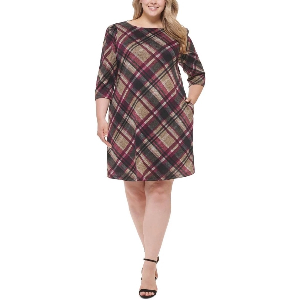 Jessica Howard Womens Plaid  Shift Dress - Multi, 2X